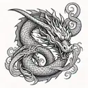 Dragon curled tattoo design idea