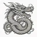 Dragon curled tattoo design idea