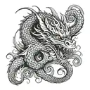 Dragon curled tattoo design idea