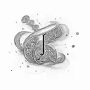 letter J with letter d hidden tattoo design idea