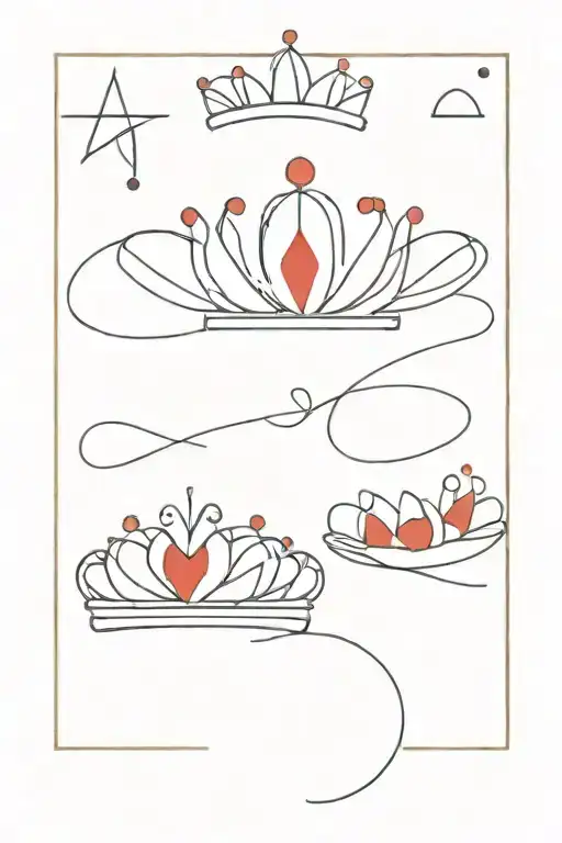 3 red shapes that do not touch, but when together make a tiara tattoo design idea
