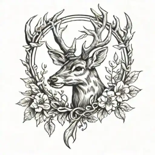 deer antler tattoo design idea