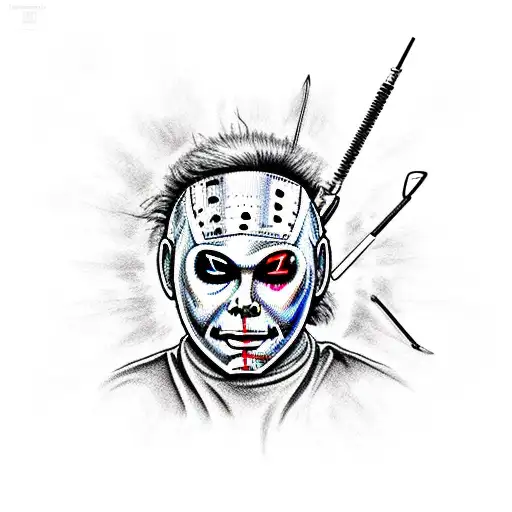 Michael Myers holding needle tattoo design idea
