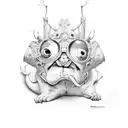 Upside down Staunton style bishop tattoo design idea