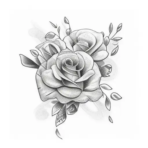 A beautiful bouquet of flowers with the names of your children incorporated into the stems or petals tattoo design idea