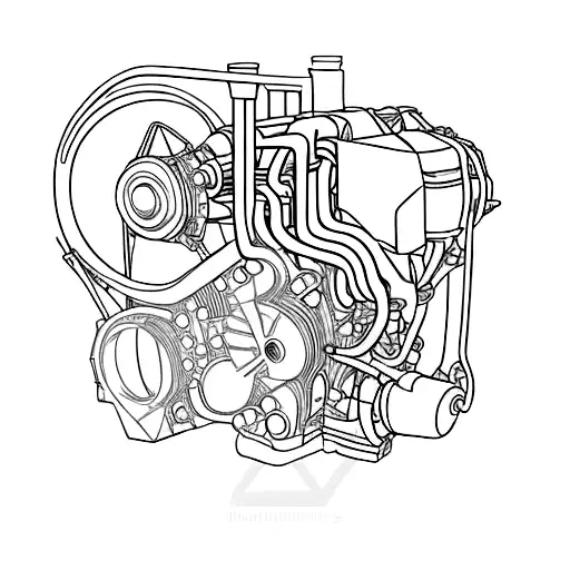 Engine pistons forming the shape of a Porsche 911 tattoo design idea