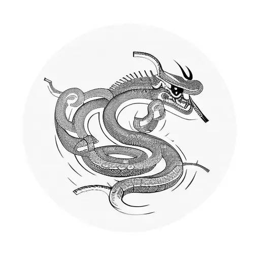 1965 year of the wood snake for men tattoo design idea