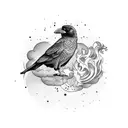 smoking crow tattoo design idea