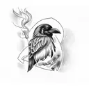 smoking crow tattoo design idea