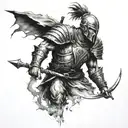 warrior, negative space tattoo design idea