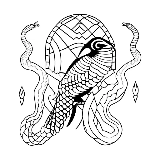 Raven and a snake tattoo design idea