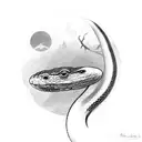 Raven and a snake together tattoo design idea