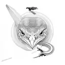 Raven and a snake together tattoo design idea