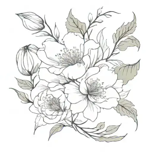 peony, tiger lily, morning glory, ivy vines tattoo design idea