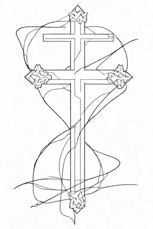 Cross and a tourniquet tattoo design idea
