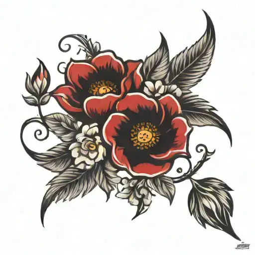 Romanian flowers  tattoo design idea