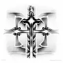cross with ribbon wraps around tattoo design idea