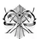 cross with ribbon wraps around tattoo design idea