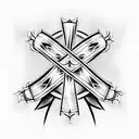 cross with ribbon wraps around tattoo design idea