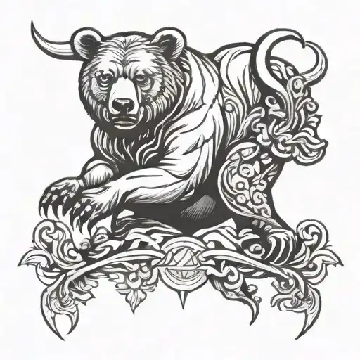 Bear and bull tattoo design idea
