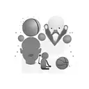 A silhouette of a father, mother, and son playing their favorite sports tattoo design idea