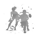 A silhouette of a father, mother, and son playing their favorite sports tattoo design idea