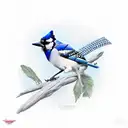 psychedelic blue jay tattoo design idea