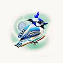 psychedelic blue jay tattoo design idea