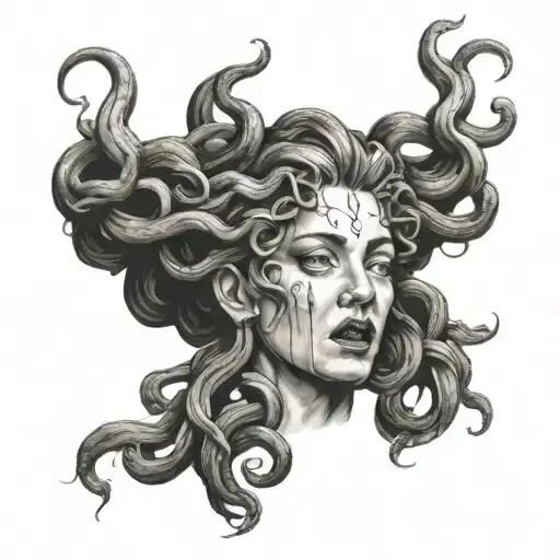 Medusa crying tattoo design idea