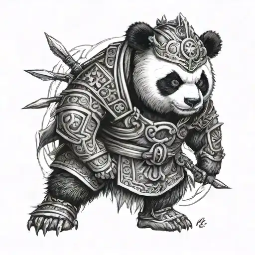 panda warrior   tattoo design idea