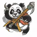 panda warrior staff tattoo design idea