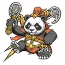 panda warrior staff tattoo design idea