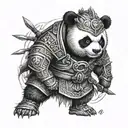panda warrior   tattoo design idea