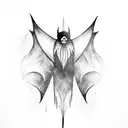 gothic calligraphy number 7 with bat wing motifs tattoo design idea