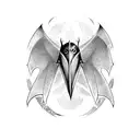 gothic calligraphy number 7 with bat wing motifs tattoo design idea