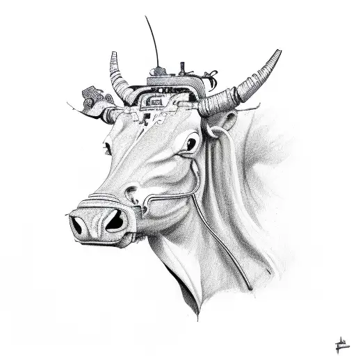 mechanical bull with frangapenies tattoo design idea