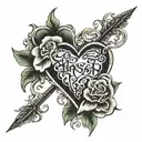 harsh name with heart tattoo design idea
