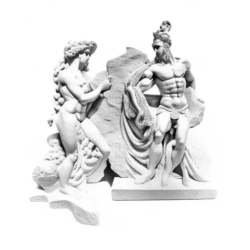 Greek sculpture sculpting itself from stone tattoo design idea