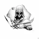 símbolo do assassin's Creed Valhalla com uma águia ou corvo  tattoo design idea