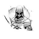 símbolo do assassin's Creed Valhalla com uma águia ou corvo  tattoo design idea