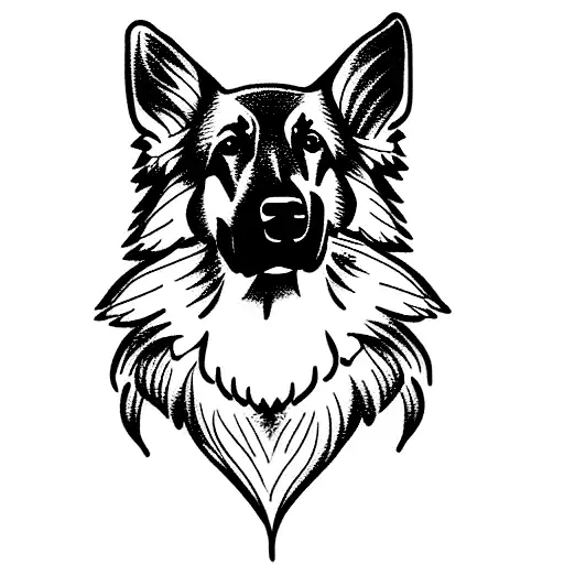 Minimalist "German Shepherd" Tattoo Idea BlackInk