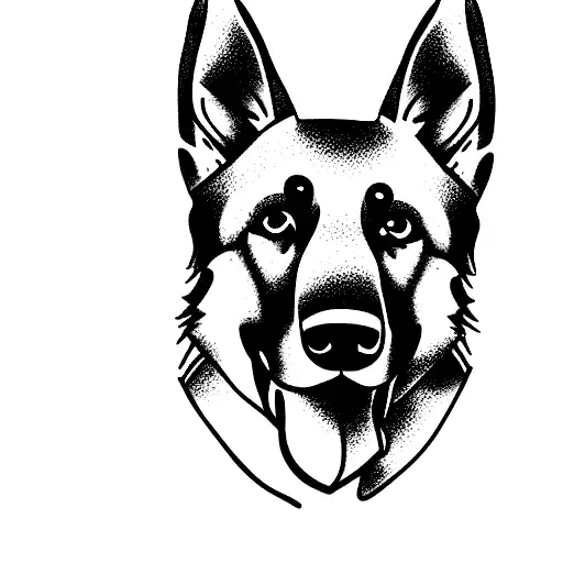 Minimalist "German Shepherd" Tattoo Idea BlackInk