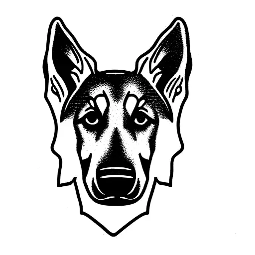 Minimalist "German Shepherd" Tattoo Idea BlackInk