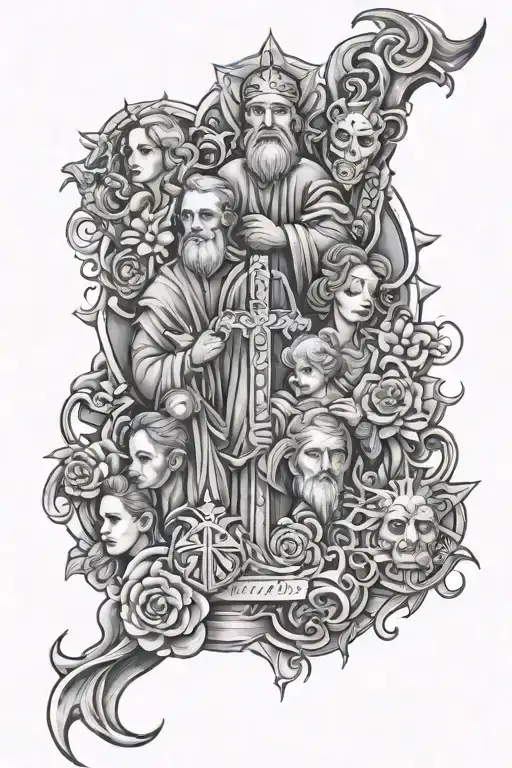 family and religion full arm sleeve tattoo design tattoo design idea