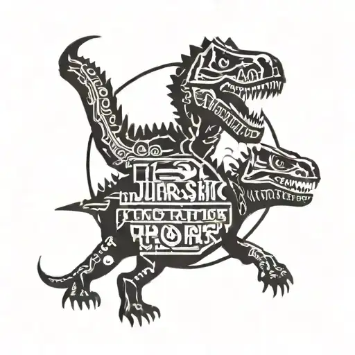 jurassic park and star wars aurebesh world tattoo design idea