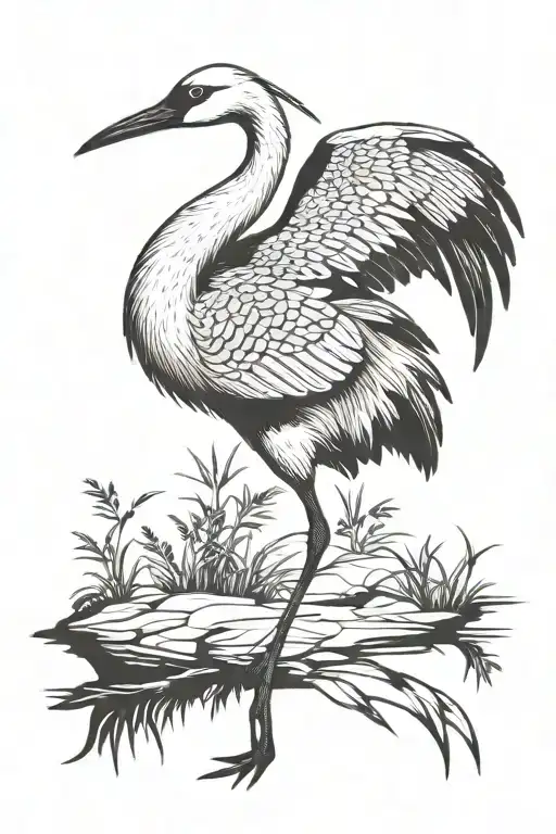 sandhill crane standing tattoo design idea