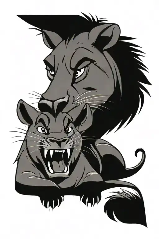 timon crying because pumba and simba are dead tattoo design idea