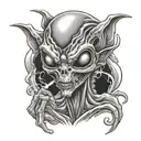 alien smoking tattoo design idea