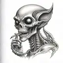alien smoking tattoo design idea