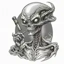 alien smoking tattoo design idea